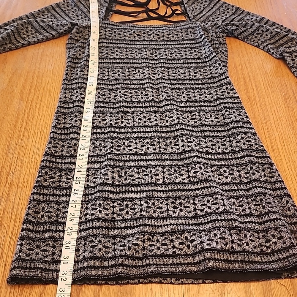 Free People Black and Gray Long Sleeve Dress - Picture 7 of 12